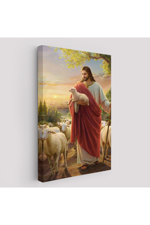 İsa Kuzu İle İsa Mesih Kayıp Kuzu Kanvas Tablo, Kilise Duvar Sanatı Süslemeleri-5218