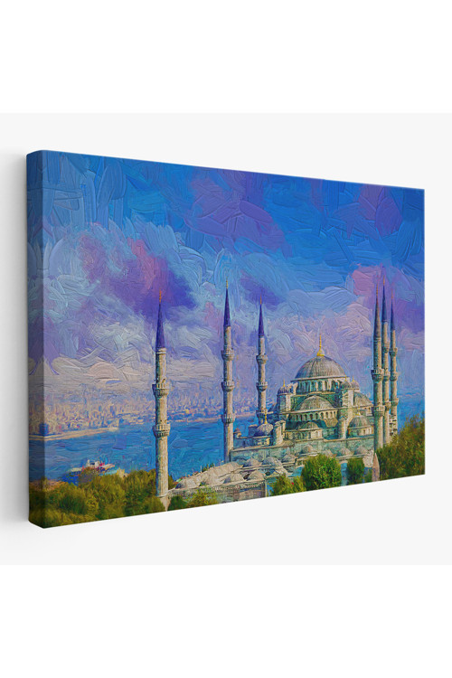 Pamukshop Sultan Ahmet Camii Yağlıboya Görünüm Kanvas Duvar Tablosu-3691