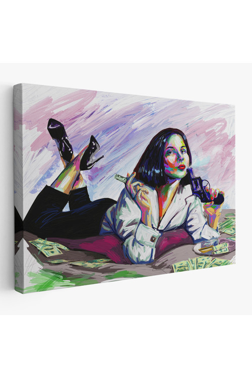 Lavinclothes Db Hg Silahlı Gangster Kız Pop Art Dekoratif Duvar Tablosu-3530