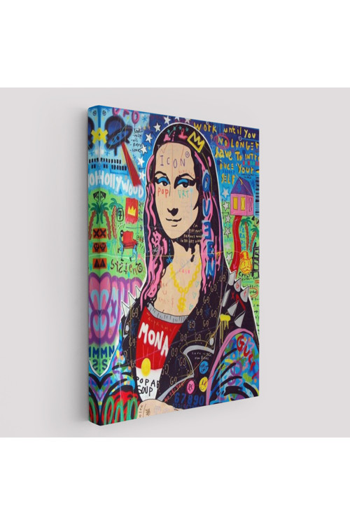 Banksy Renkli Mona Lisa Kanvas Tablo, Pop Art, Sokak Sanatı, Kanvas Tablo-5305