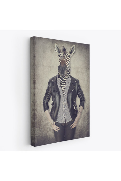 Zebra Kafalı İnsan Kanvas Tablo-4982