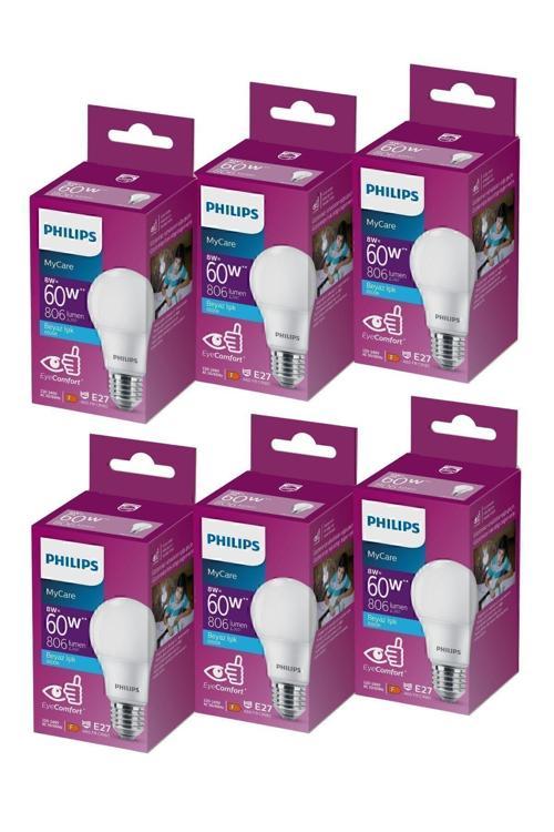 8 w=60w e27 duy led ampül 6 lı sarı ışık