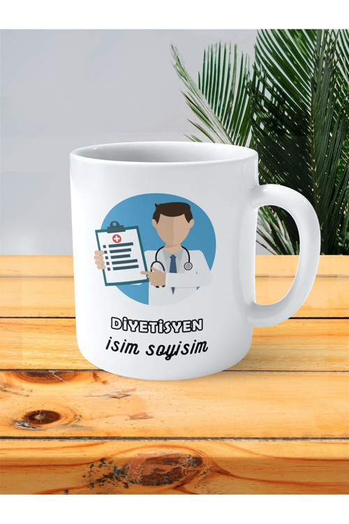 Art hedi̇ye diyetisyen baskılı kupa bardak isimli kişiye özel erkek