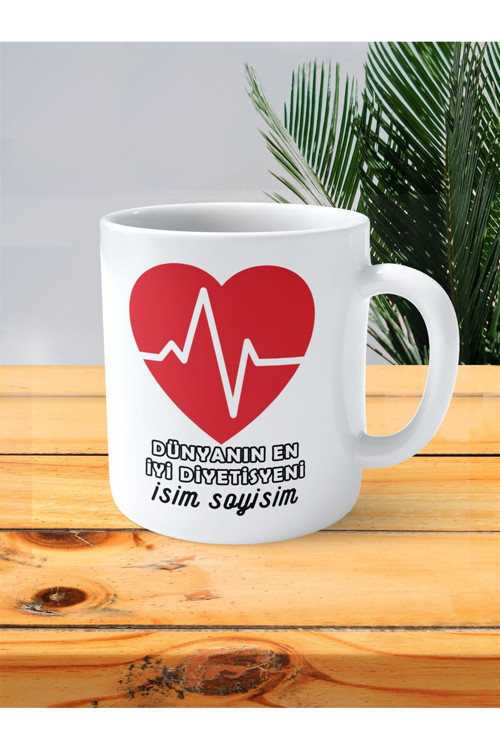 Art hedi̇ye en iyi diyetisyen baskılı kupa bardak isimli kişiye özel sağlık