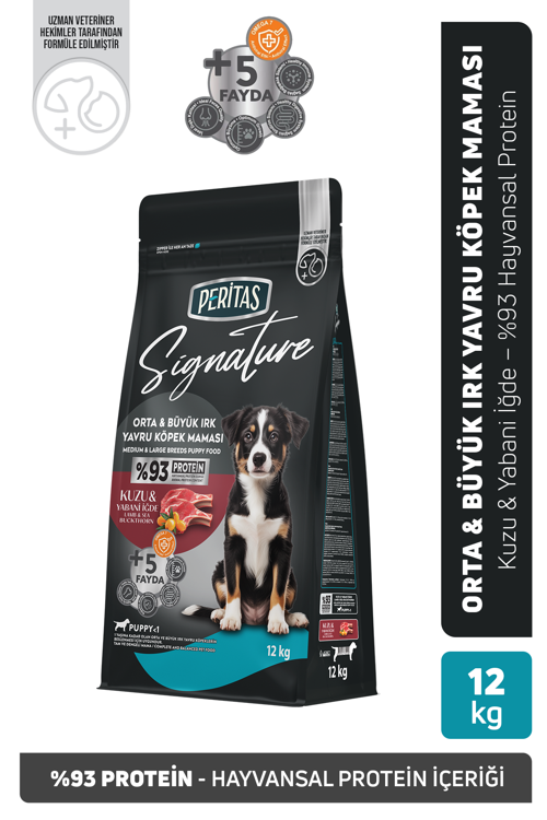 Signature Kuzulu Orta ve Büyük Irk Yavru Köpek Maması 12 Kg