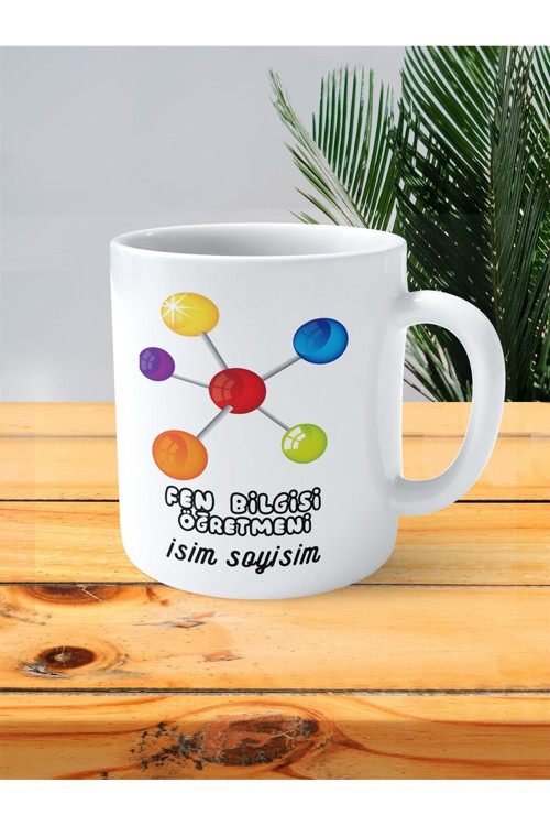 Art hedi̇ye fen bilgisi öğretmeni baskılı kupa bardak isimli kişiye özel hücre toplar