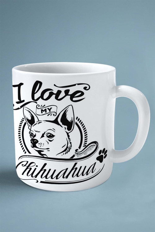 Art hedi̇ye Chihauhau Köpek Isimli Kişiye Özel Baskılı Kupa Bardak Love