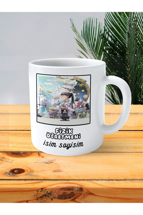 Art hedi̇ye fizik öğretmeni baskılı kupa bardak isimli kişiye özel deney savaş kadın