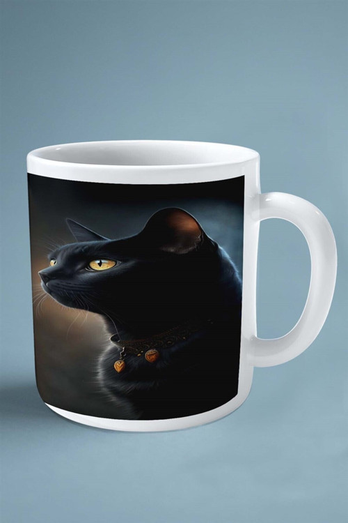 Art hedi̇ye bombay kedisi kedi isimli Kişiye Özel Baskılı Kupa Bardak bıyık