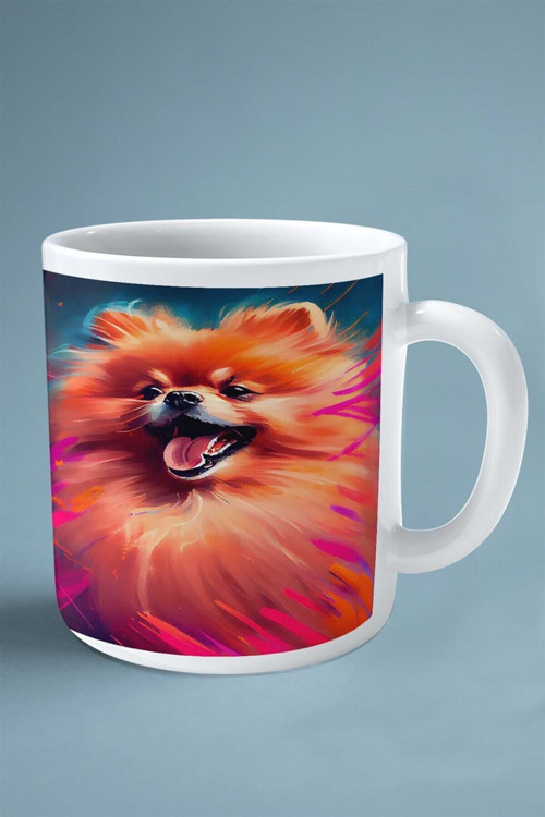 Art hedi̇ye Spitz Köpek Isimli Kişiye Özel Baskılı Kupa Bardak Renk Kırmızı