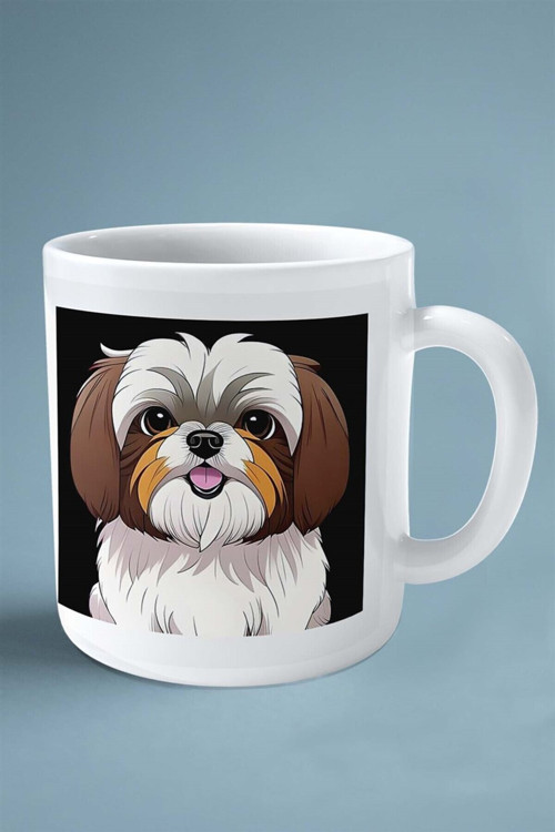 Art hedi̇ye Pekingeses Köpek Isimli Kişiye Özel Baskılı Kupa Bardak Kahverengi