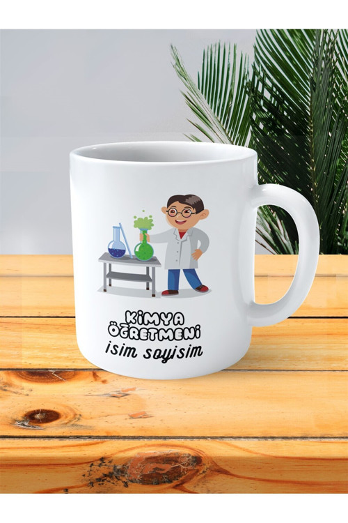 Art hedi̇ye kimya öğretmeni baskılı kupa bardak isimli kişiye özel patlama