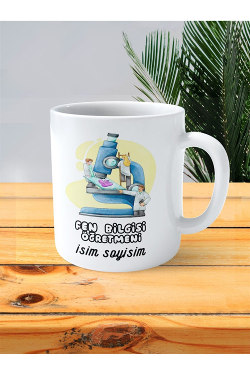 Art hedi̇ye fen bilgisi öğretmeni baskılı kupa bardak isimli kişiye özel bilim insan