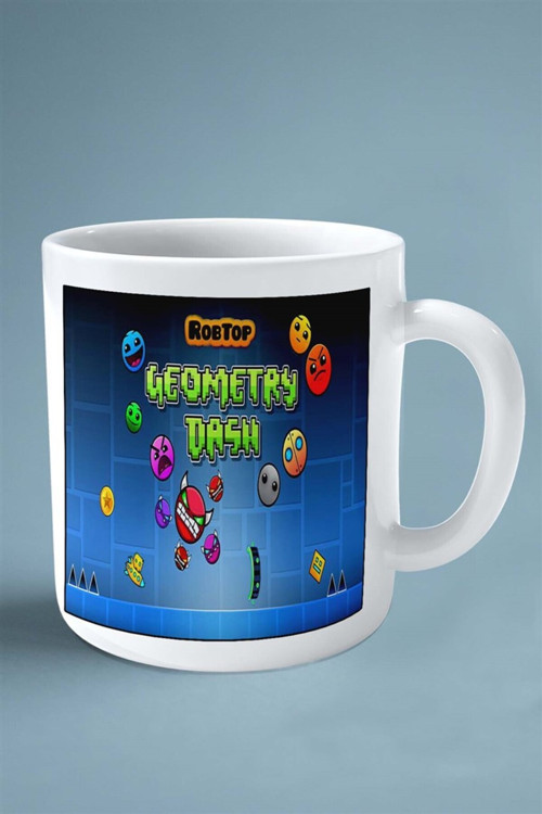 Art hedi̇ye Geometry Dash Mobil Oyun Baskılı Kupa Bardak Çift Taraflı baskı kişiye özel model 3