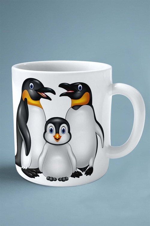 Art hedi̇ye penguen baskılı kupa bardak çift taraflı kişiye özel model 3