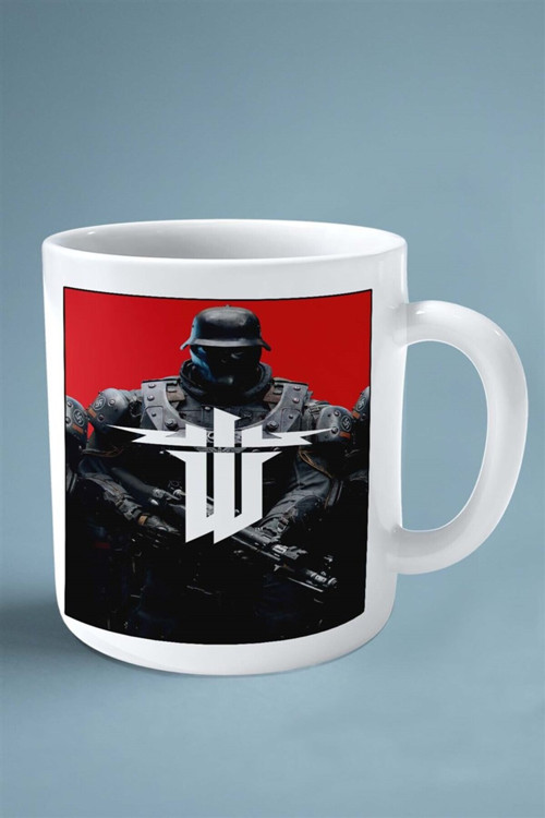 Art hedi̇ye Wolfenstein Oyun Baskılı Kupa Bardak Çift Taraflı Baskı Kişiye Özel model 4