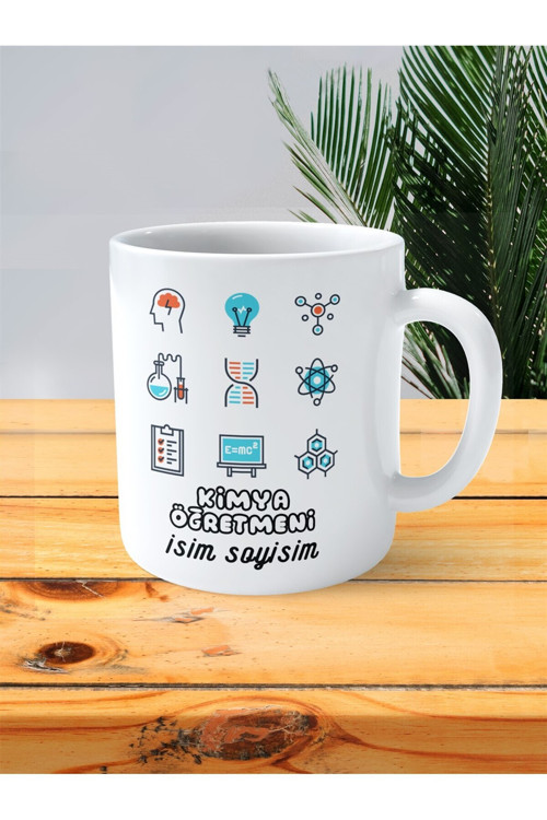 Art hedi̇ye kimya öğretmeni baskılı kupa bardak isimli kişiye özel beyin gen