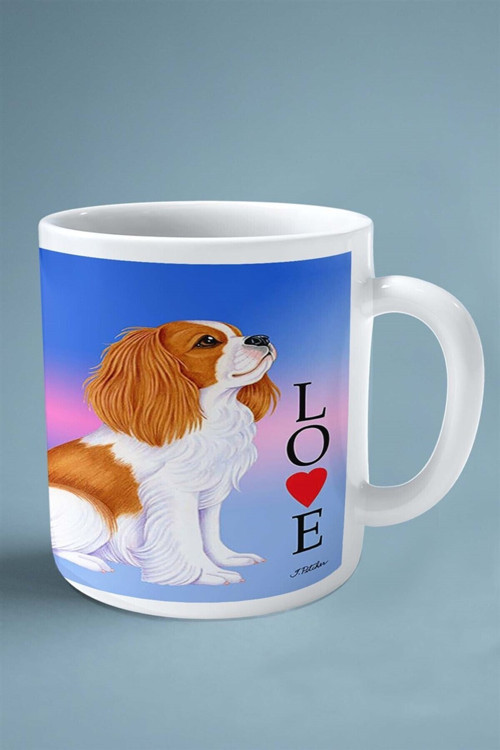 Art hedi̇ye Cavalier King Charles Köpek Isimli Kişiye Özel Baskılı Kupa Bardak Love