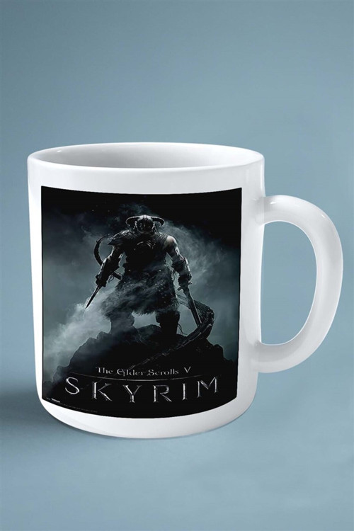 Art hedi̇ye skyrim oyun Baskılı Kupa Bardak Çift Taraflı Baskı Kişiye Özel model 1