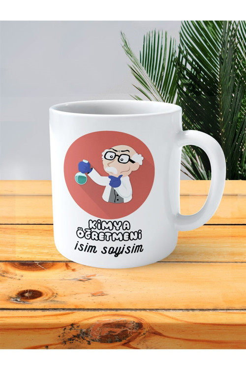 Art hedi̇ye kimya öğretmeni baskılı kupa bardak isimli kişiye özel doktor düşünce