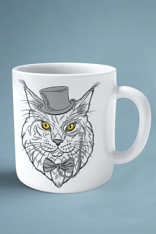 Art hedi̇ye Maine Coon kedi isimli Kişiye Özel Baskılı Kupa Bardak model 9