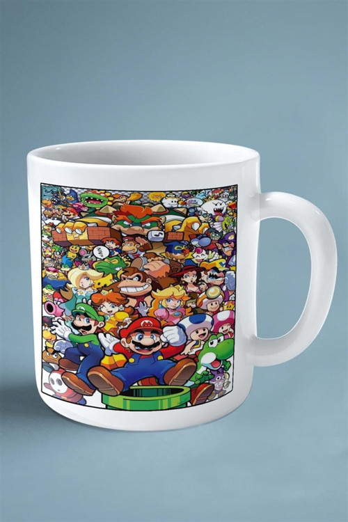 Art hedi̇ye Super Mario Oyun Baskılı Kupa Bardak Çift taraflı Kişiye Özel model 2