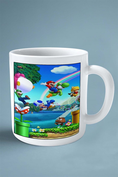 Art hedi̇ye Super Mario Oyun Baskılı Kupa Bardak Çift taraflı Kişiye Özel model 6