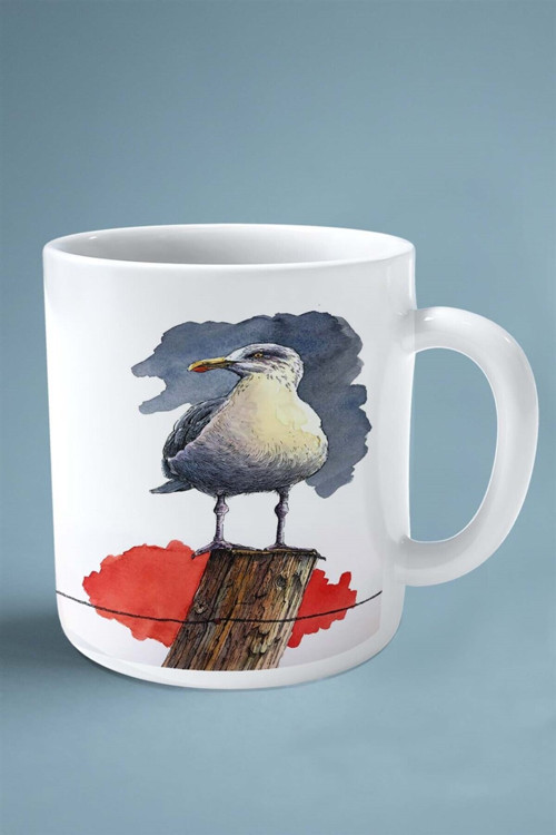 Art hedi̇ye martı baskılı kupa bardak çift taraflı kişiye özel model 3