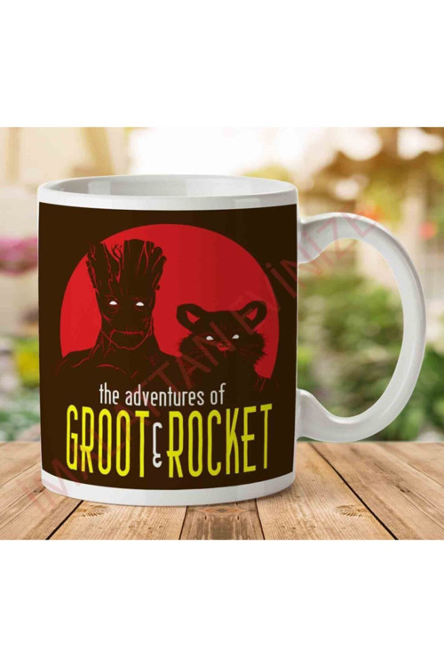 Art hedi̇ye The Adventures Of Groot And Rocket Guardians Of The Galaxy Iki Tarafı Baskılı Kupa Bardak