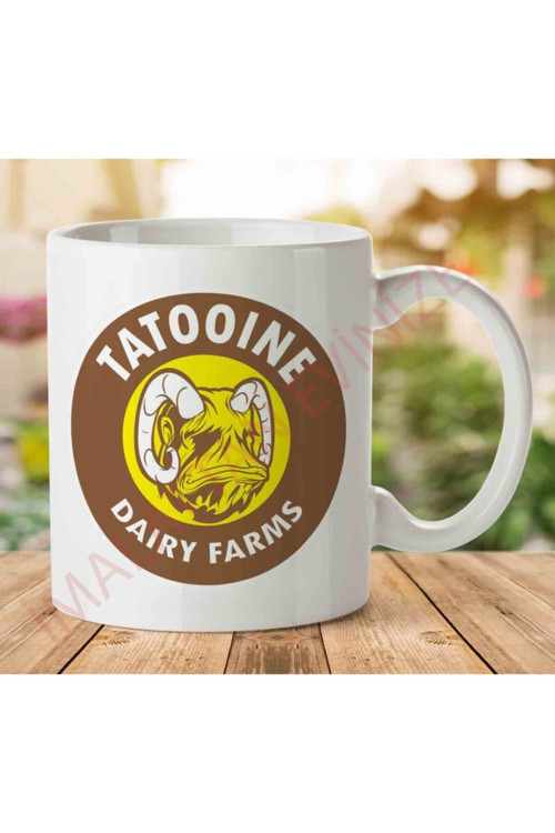 Art hedi̇ye Star Wars Bantha Tatooine Dairy Farms Iki Tarafı Baskılı Kupa Bardak