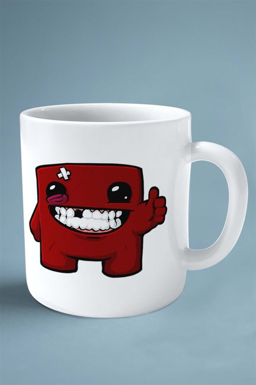 Art hedi̇ye super meat boy Baskılı Kupa Bardak Çift Taraflı Baskı Kişiye Özel model 1