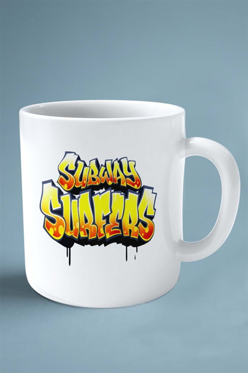 Art hedi̇ye subway surfers oyun Baskılı Kupa Bardak Çift Taraflı Baskı Kişiye Özel beyaz model 1