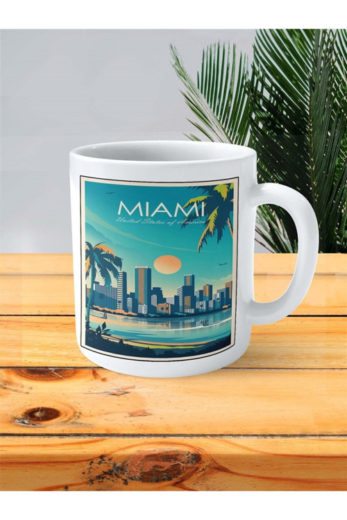 Art hedi̇ye miami Baskılı Kupa Bardak Kişiye Özel desen