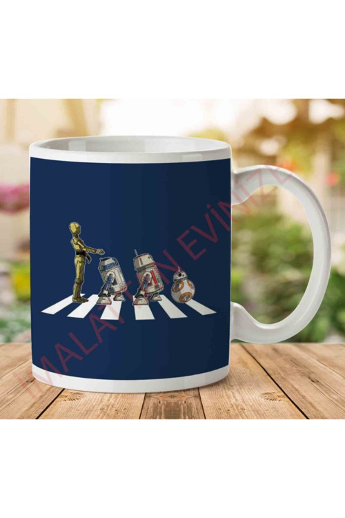 Art hedi̇ye Star Wars Beatles Abbey Road Droids Mark II İki Tarafı Baskılı Kupa Bardak