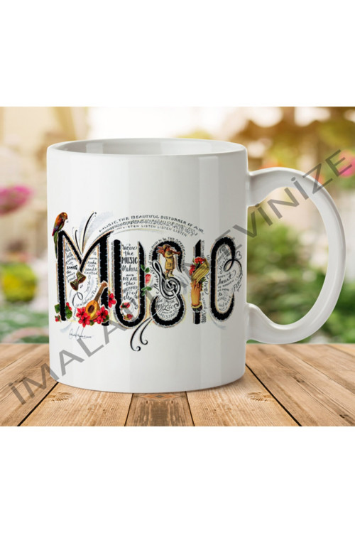 Art hedi̇ye Müzik Iki Tarafı Baskılı Kupa Bardak