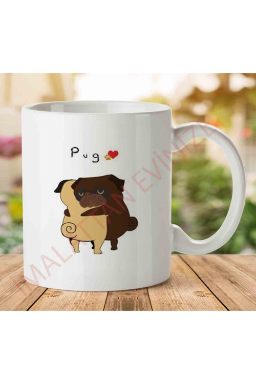 Art hedi̇ye Sevgili Pug Iki Tarafı Baskılı Kupa Bardak