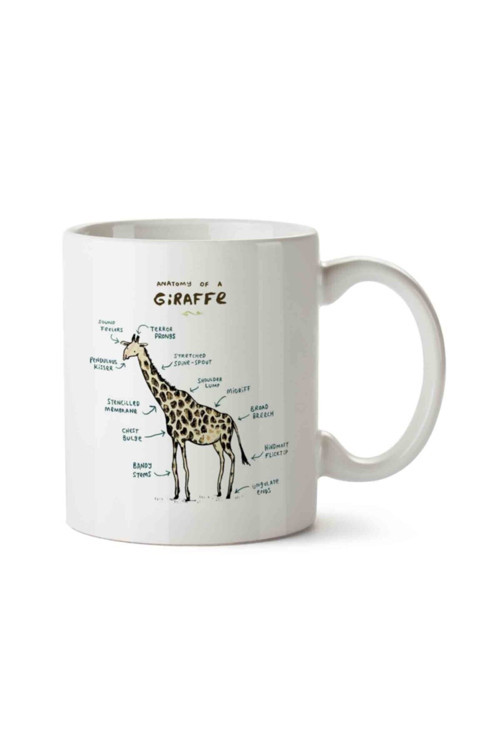 Art hedi̇ye Zürafa Anatomi Giraffe Anatomy İki Tarafı Baskılı Kupa Bardak