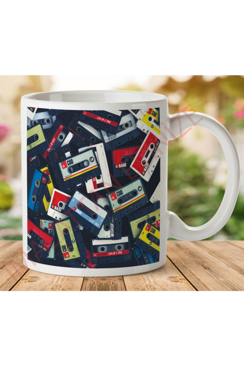 Art hedi̇ye Retro Kasetler Iki Tarafı Baskılı Kupa Bardak