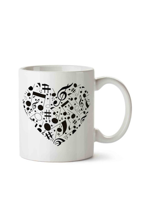 Art hedi̇ye Müzik Kalp Love Iki Tarafı Baskılı Kupa Bardak