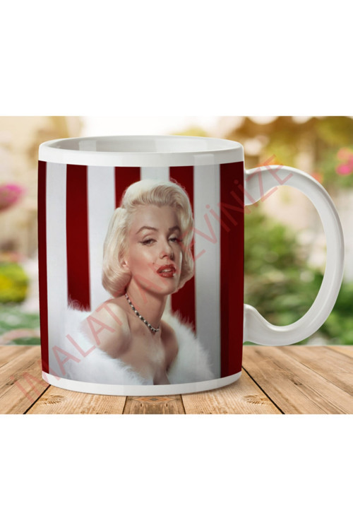 Art hedi̇ye Marily Monroe Renkli Iki Tarafı Baskılı Kupa Bardak