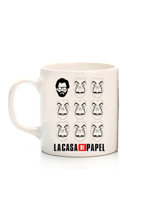 Art hedi̇ye La Casa De Papel Maskeler Iki Tarafı Baskılı Kupa Bardak