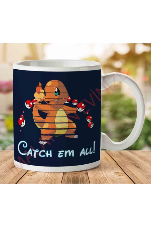 Art hedi̇ye Pokemon Charmander Disney Logo Iki Tarafı Baskılı Kupa Bardak