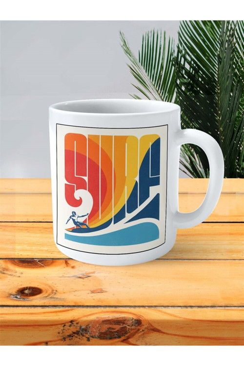 Art hedi̇ye surf sörf Baskılı Kupa Bardak Kişiye Özel desen 1