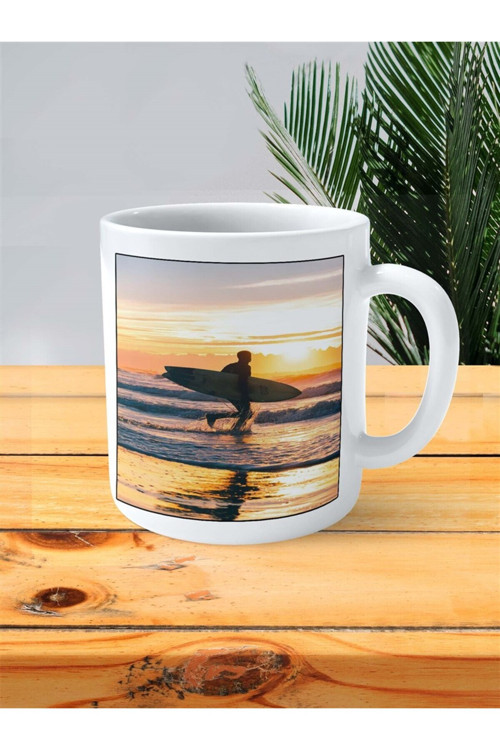 Art hedi̇ye surf sörf Baskılı Kupa Bardak Kişiye Özel desen 3