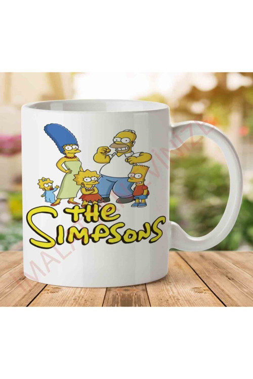 Art hedi̇ye Simpsons Ailesi Iki Tarafı Baskılı Kupa Bardak