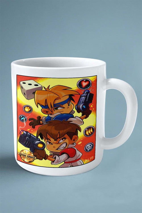 Art hedi̇ye Gunstar Heroes Oyun Baskılı Kupa Bardak Çift Taraflı Baskı Kişiye Özel model 3
