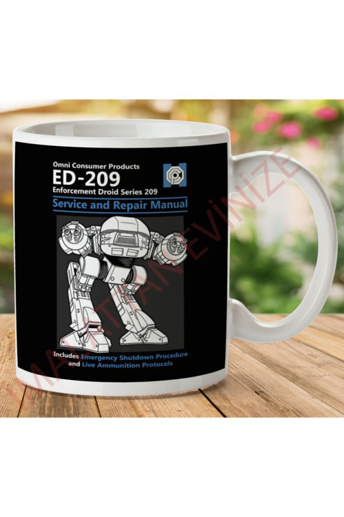 Art hedi̇ye Robocop Ed209 Servis Ve Onarım Kılavuzu Iki Tarafı Baskılı Kupa Bardak