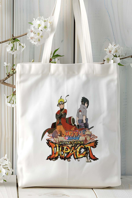 Art hedi̇ye Naruto Shippūden beyaz Baskılı bez omuz çantası kişiye özel model 3