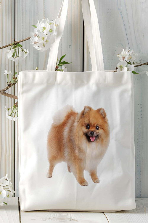 Art hedi̇ye pomeranian Köpek Baskılı Bez Çanta Omuz Çantası Kişiye Özel model 17