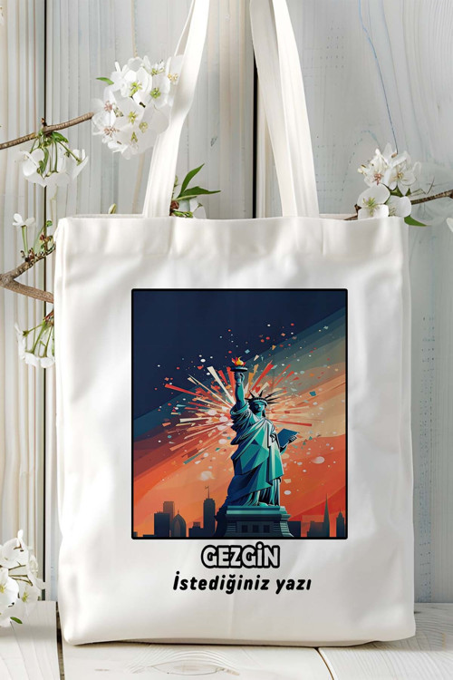 Art hedi̇ye gezgin Baskılı bez omuz çantası kişiye özel model 8
